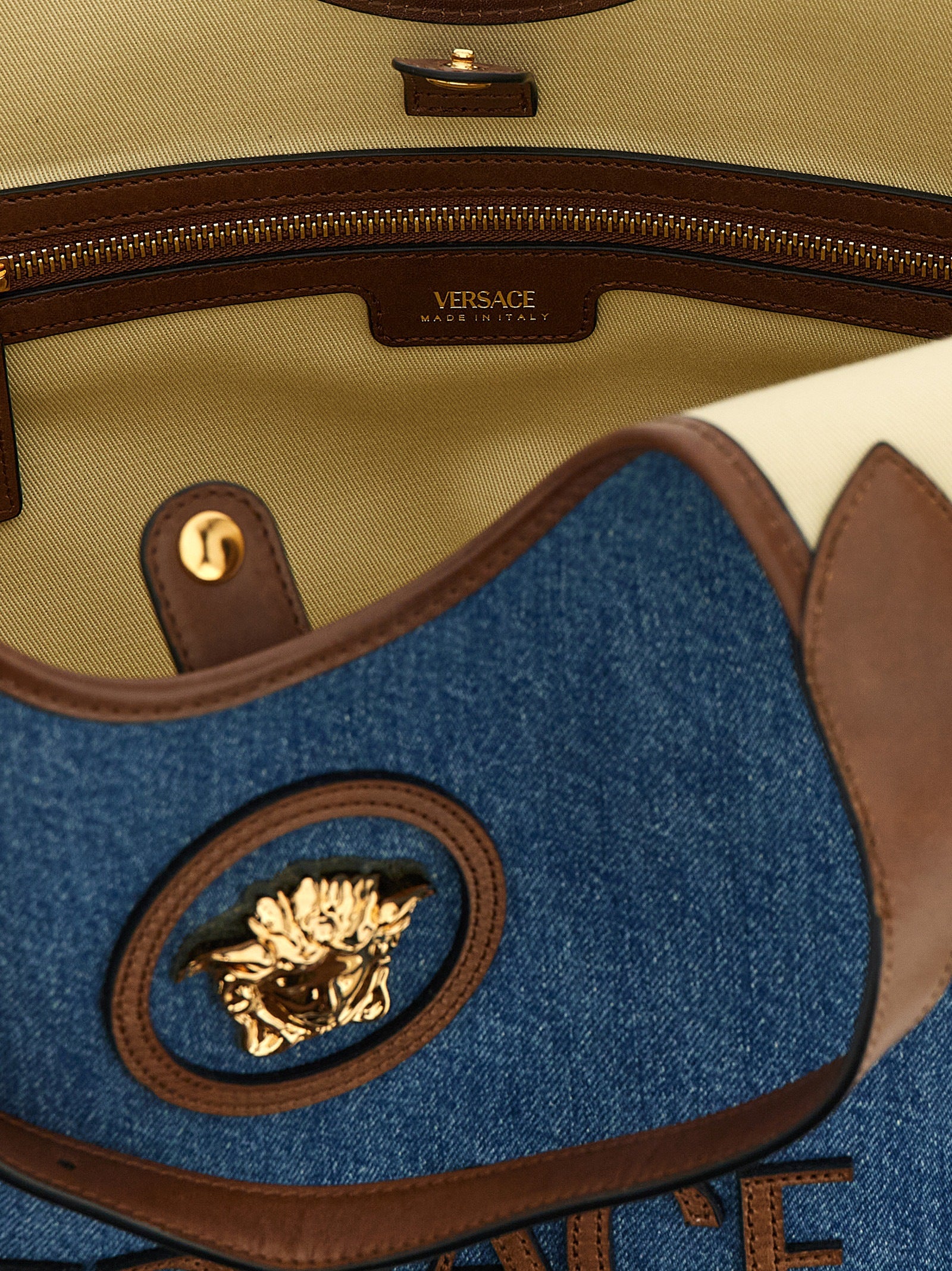 Medium La Medusa shopping bag Blue Cotton Tote