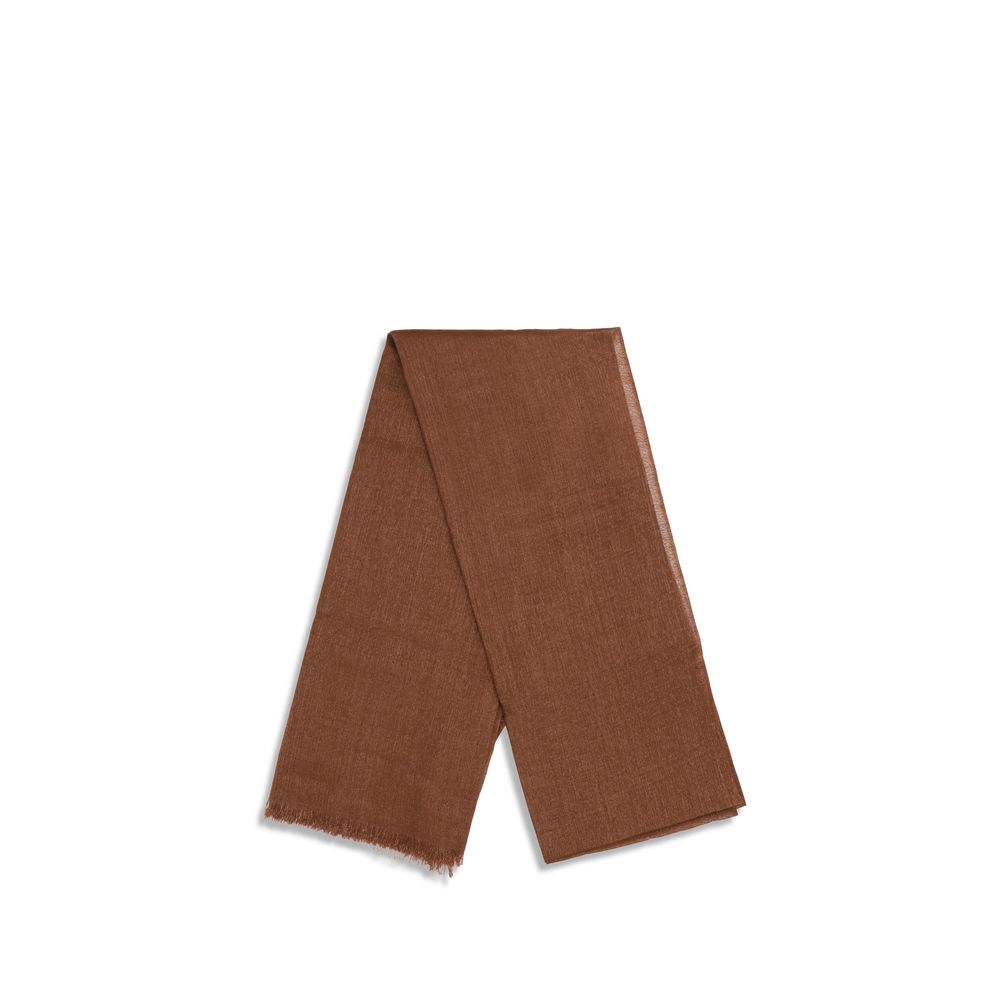 Brunello Cucinelli 55% Cashmere (capra hircus) scarf in brown — view 2