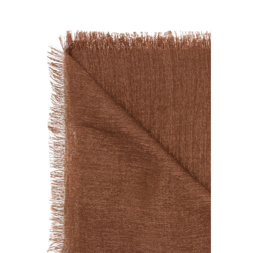 Brunello Cucinelli 55% Cashmere (capra hircus) scarf in brown — view 3