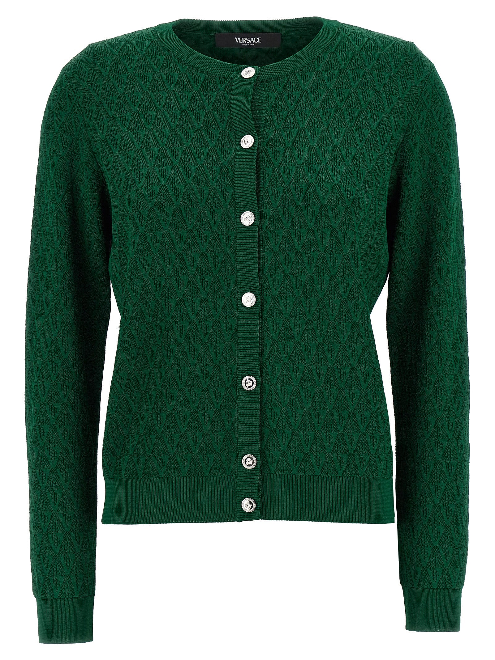 Cardigan pattern V Green Viscose Nylon Elastane Sweater, Cardigans