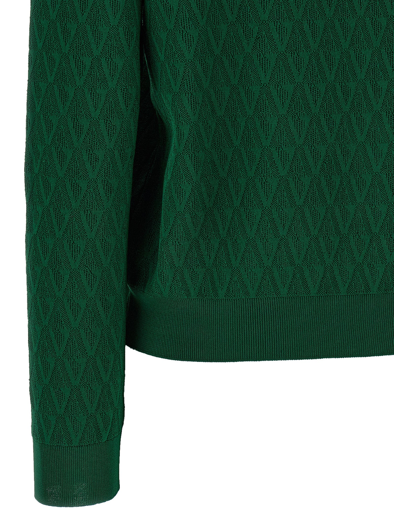 Cardigan pattern V Green Viscose Nylon Elastane Sweater, Cardigans