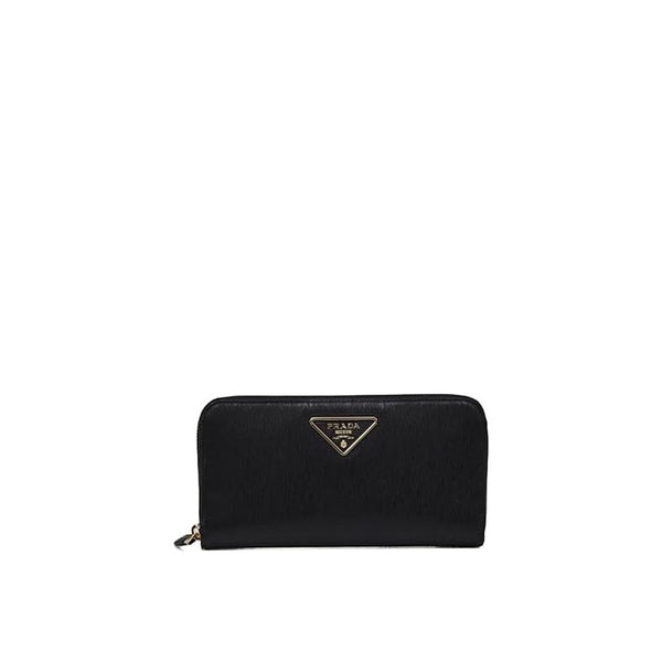 Prada 100% calf leather wallet in black