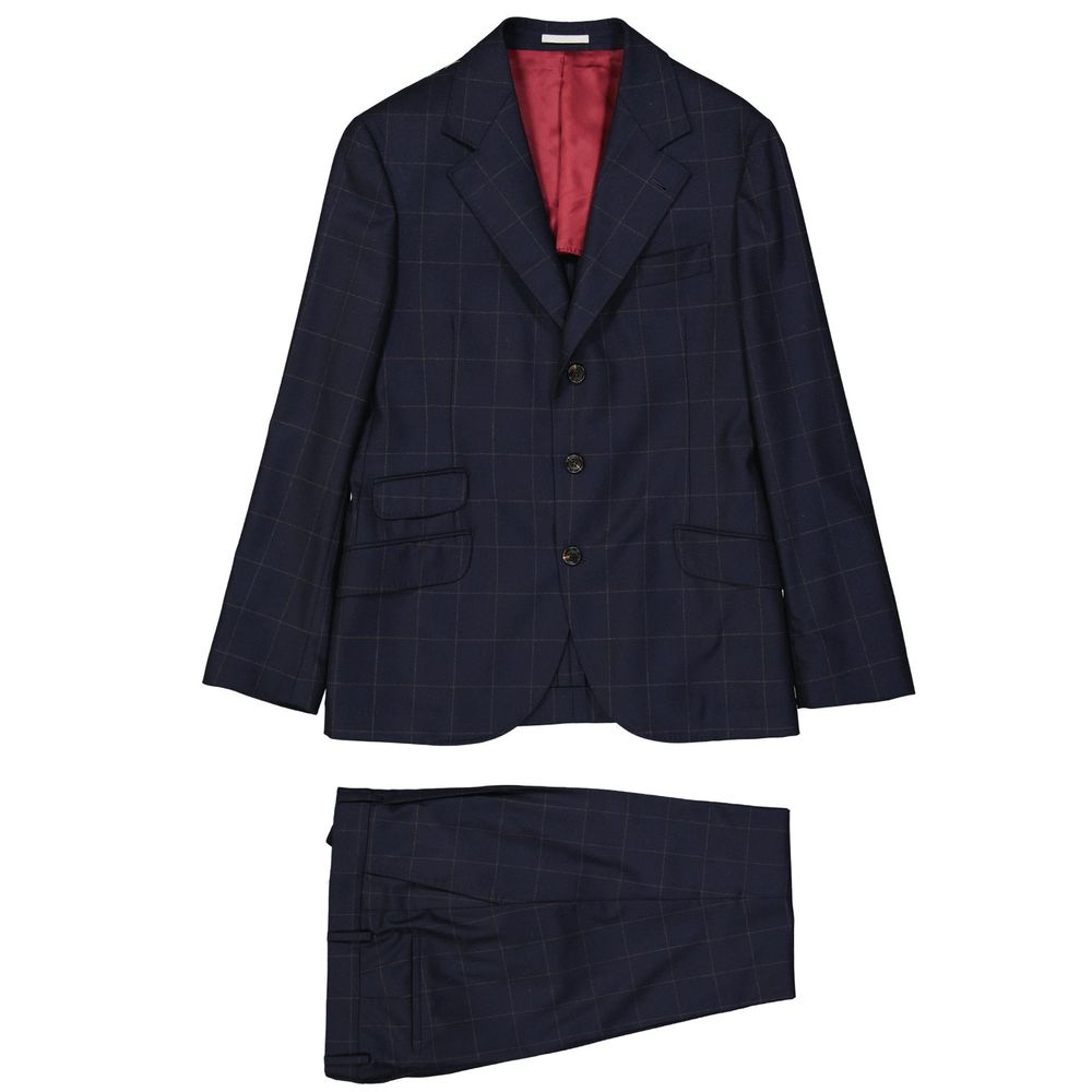 Brunello Cucinelli 93% Wool pant suit in navy