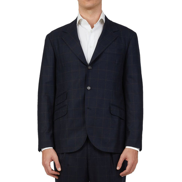 Brunello Cucinelli 93% Wool pant suit in navy — view 2