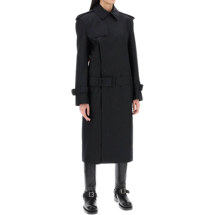 Burberry 40% Polyester trench coat in black — view 2