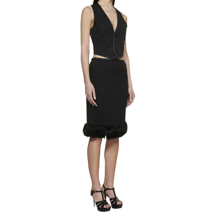 Saint Laurent 100% silk skirt in black — view 2