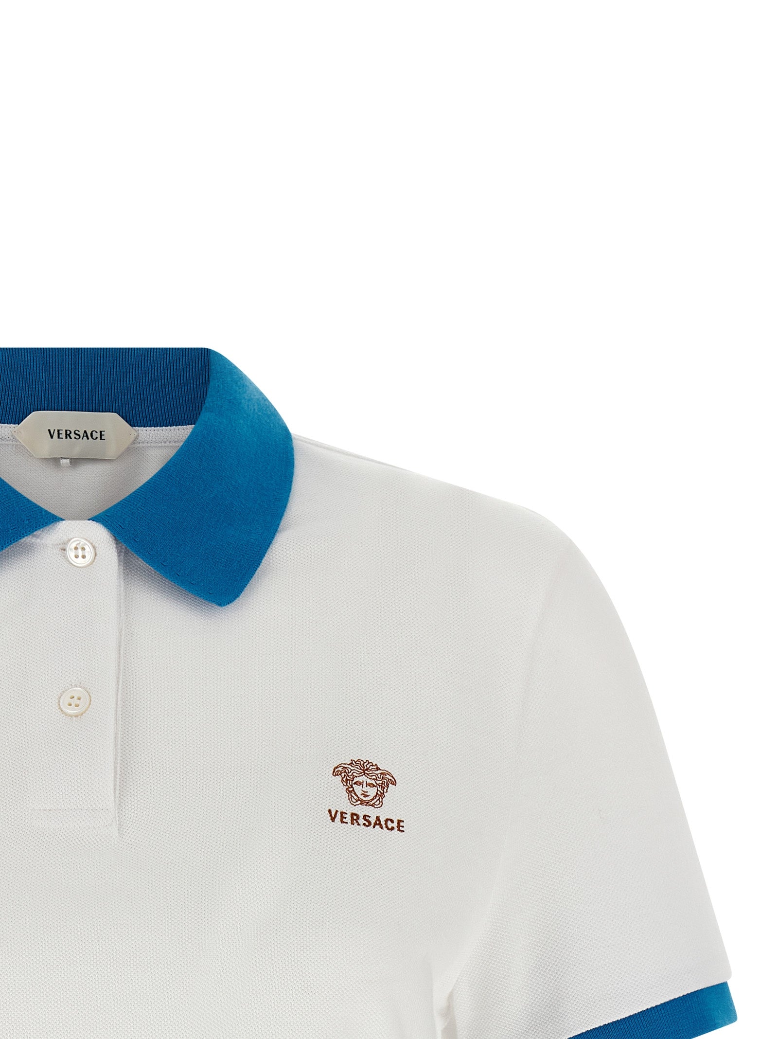 Medusa Polo Shirt Blue Cotton