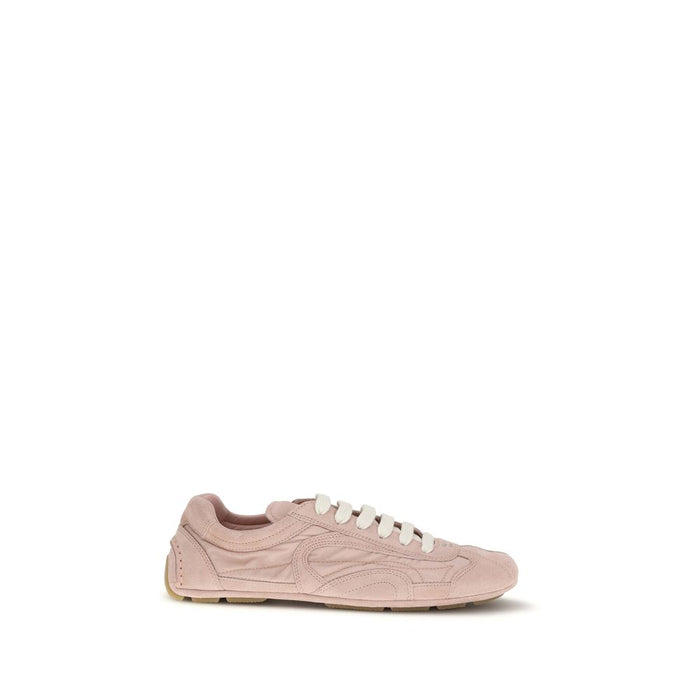 Prada Upper 100% Lamb Suede and Re-Nylon sneaker in pink