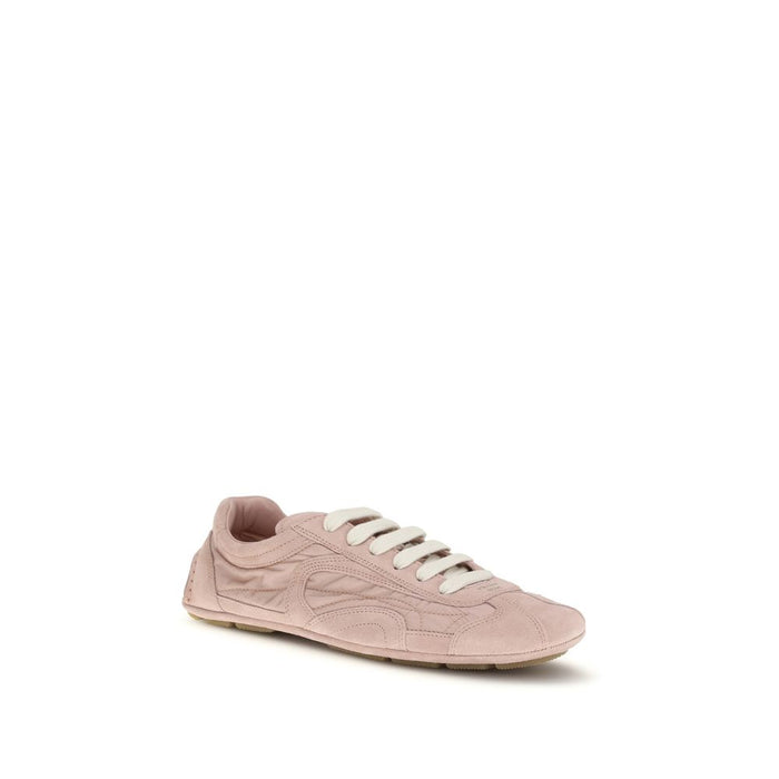 Prada Upper 100% Lamb Suede and Re-Nylon sneaker in pink — view 2