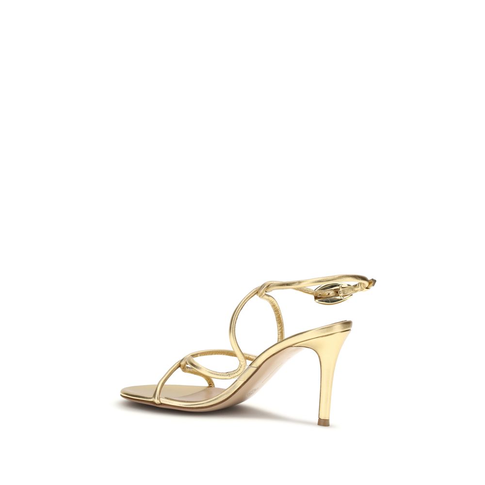 Gianvito Rossi 100% Calf Leather Bos Taurus sandal in gold — view 3