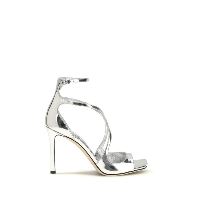 Jimmy Choo 100% Calf Leather Bos Taurus heel sandal in silver