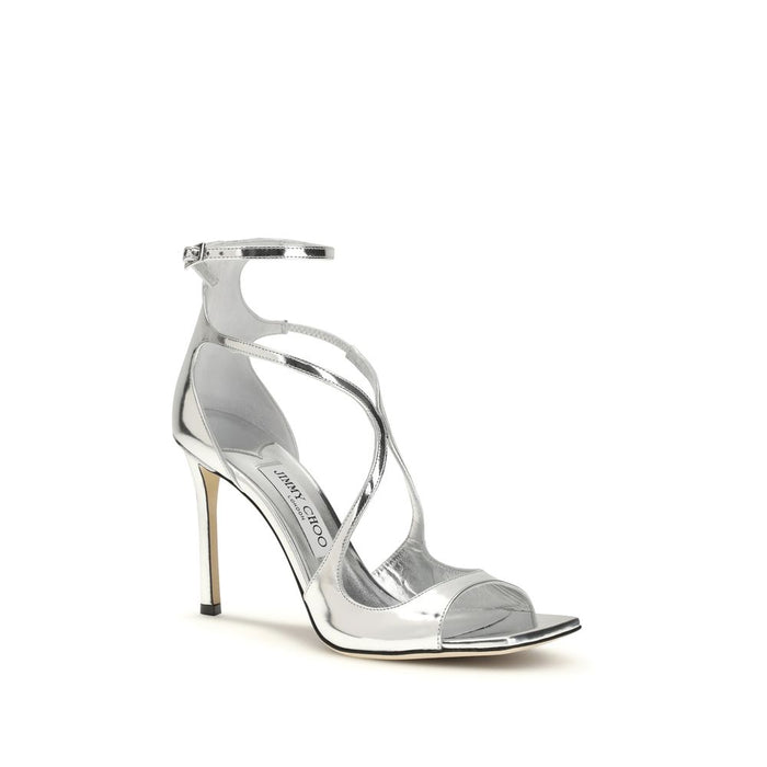 Jimmy Choo 100% Calf Leather Bos Taurus heel sandal in silver — view 2