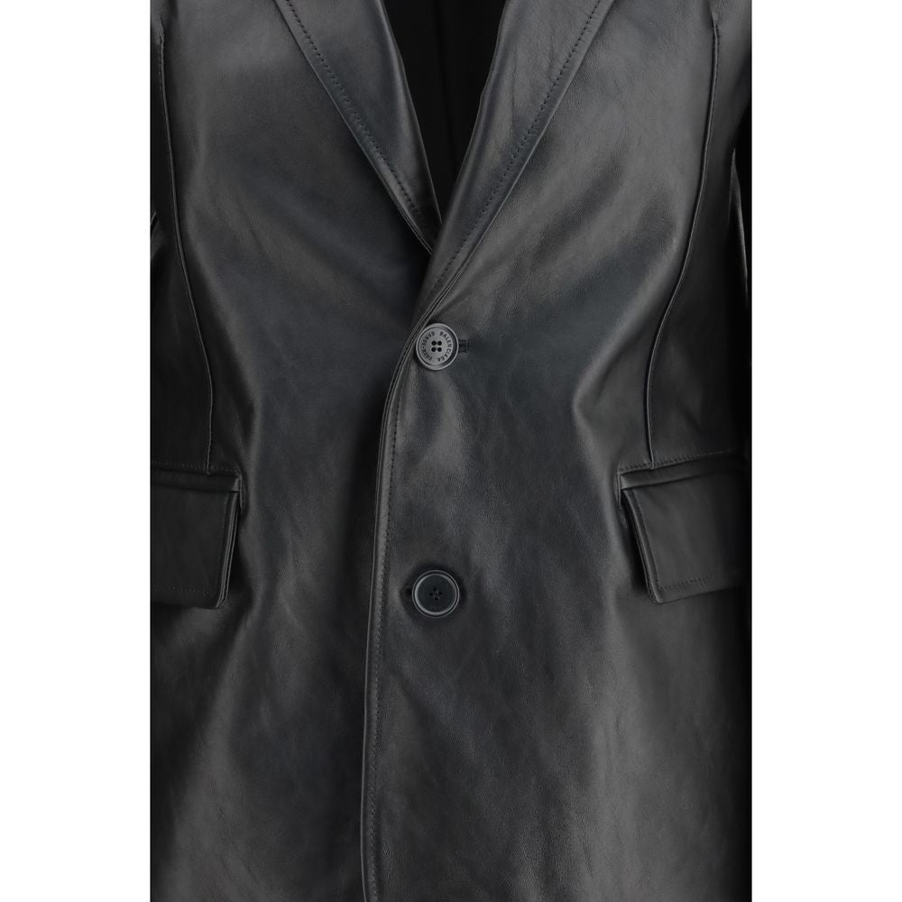Balenciaga 100% Calf Leather Bos Taurus blazer in black — view 3