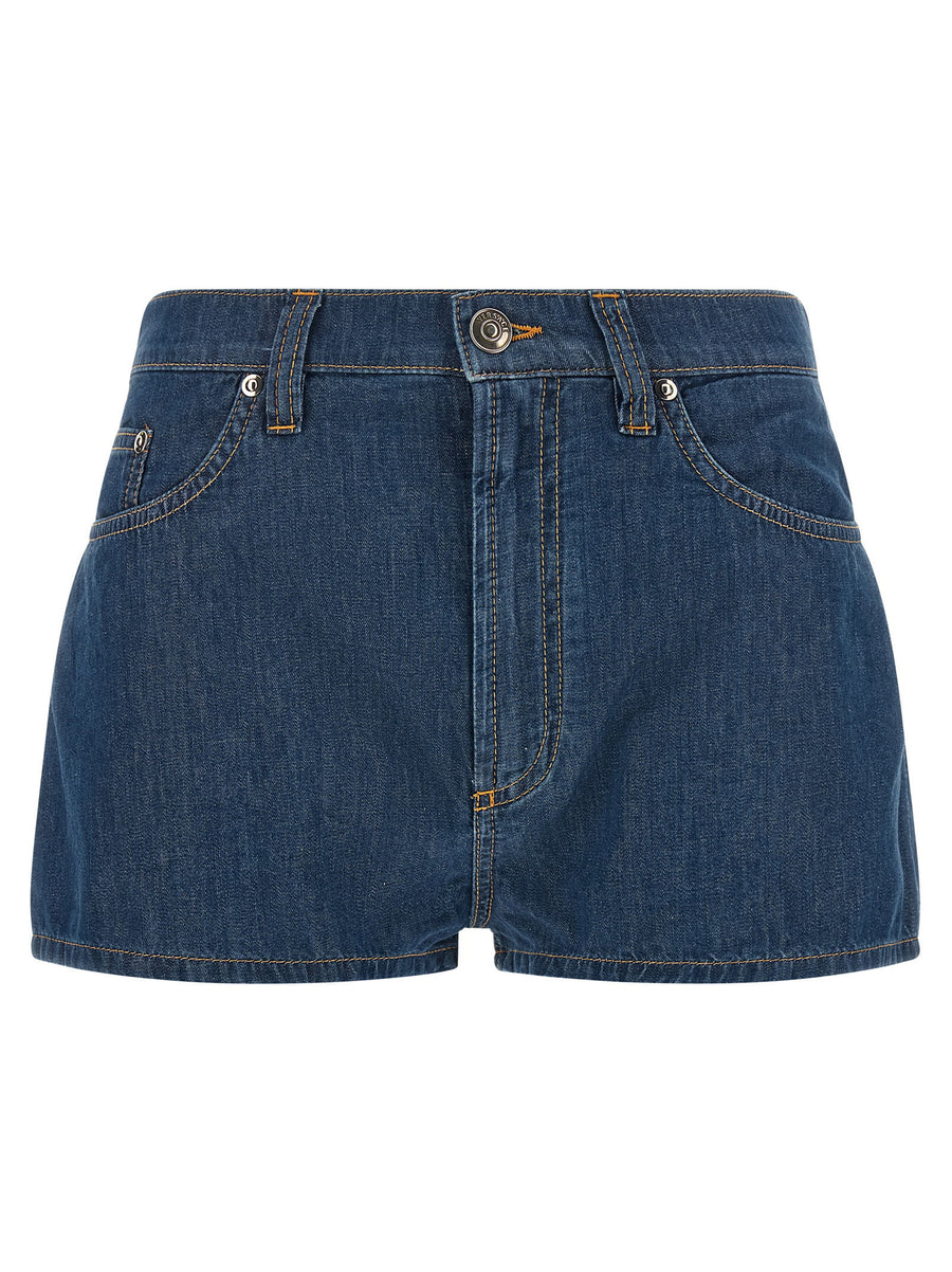 Versace High-Waisted Denim Denim Shorts — Blue