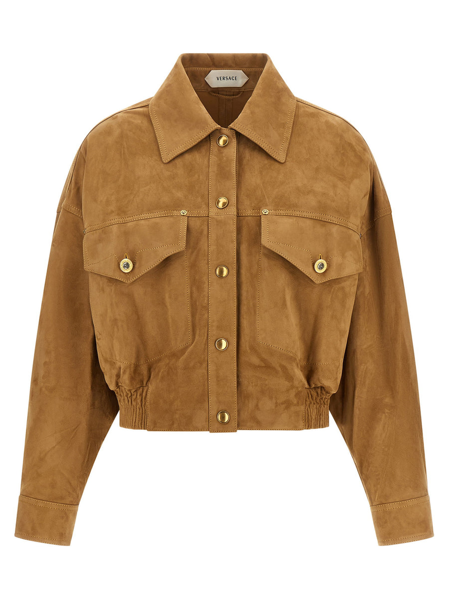Versace Suede Blouson Jacket — Camel