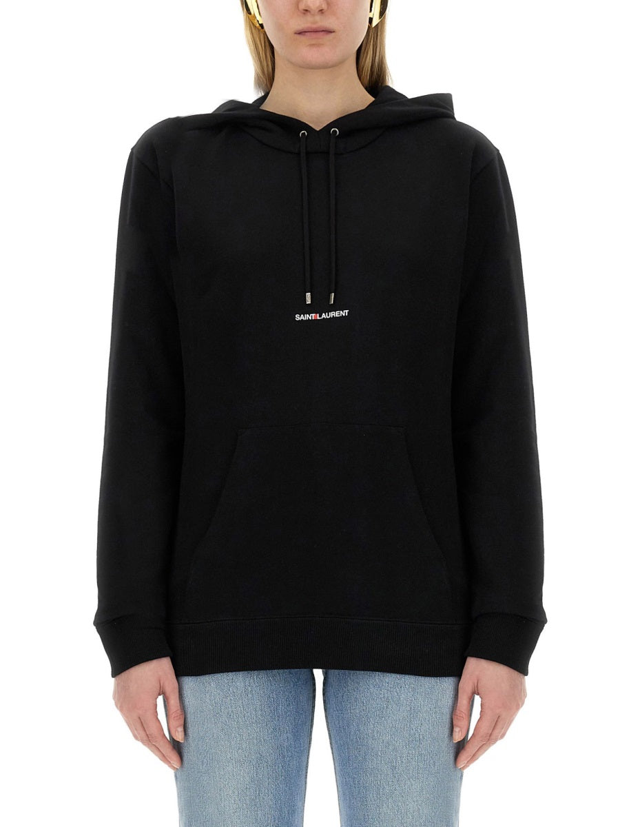 Logo Print Sweatshirt Black T Cotton Sweatshirts