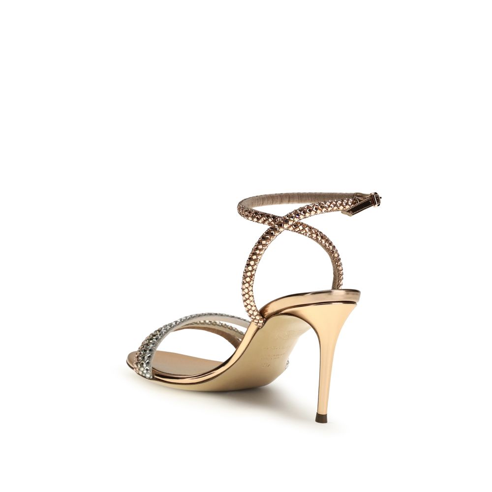 Casadei 100% Calf Leather Bos Taurus heels in gold — view 3