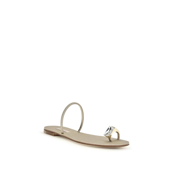 Casadei 100% Calf Leather Bos Taurus sandals in gold — view 2