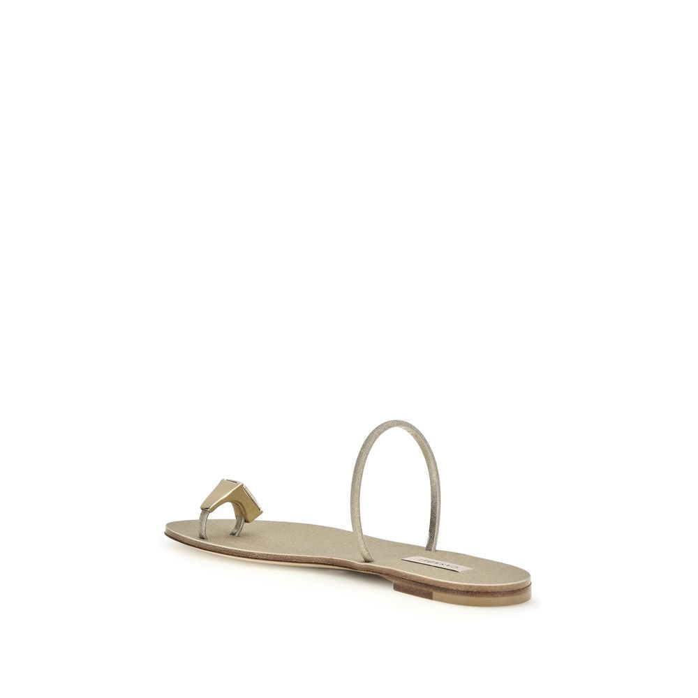 Casadei 100% Calf Leather Bos Taurus sandals in gold — view 3