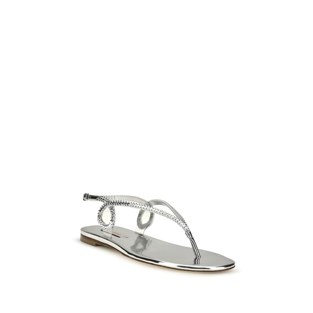 Casadei 100% Calf Leather Bos Taurus sandals in silver — view 2