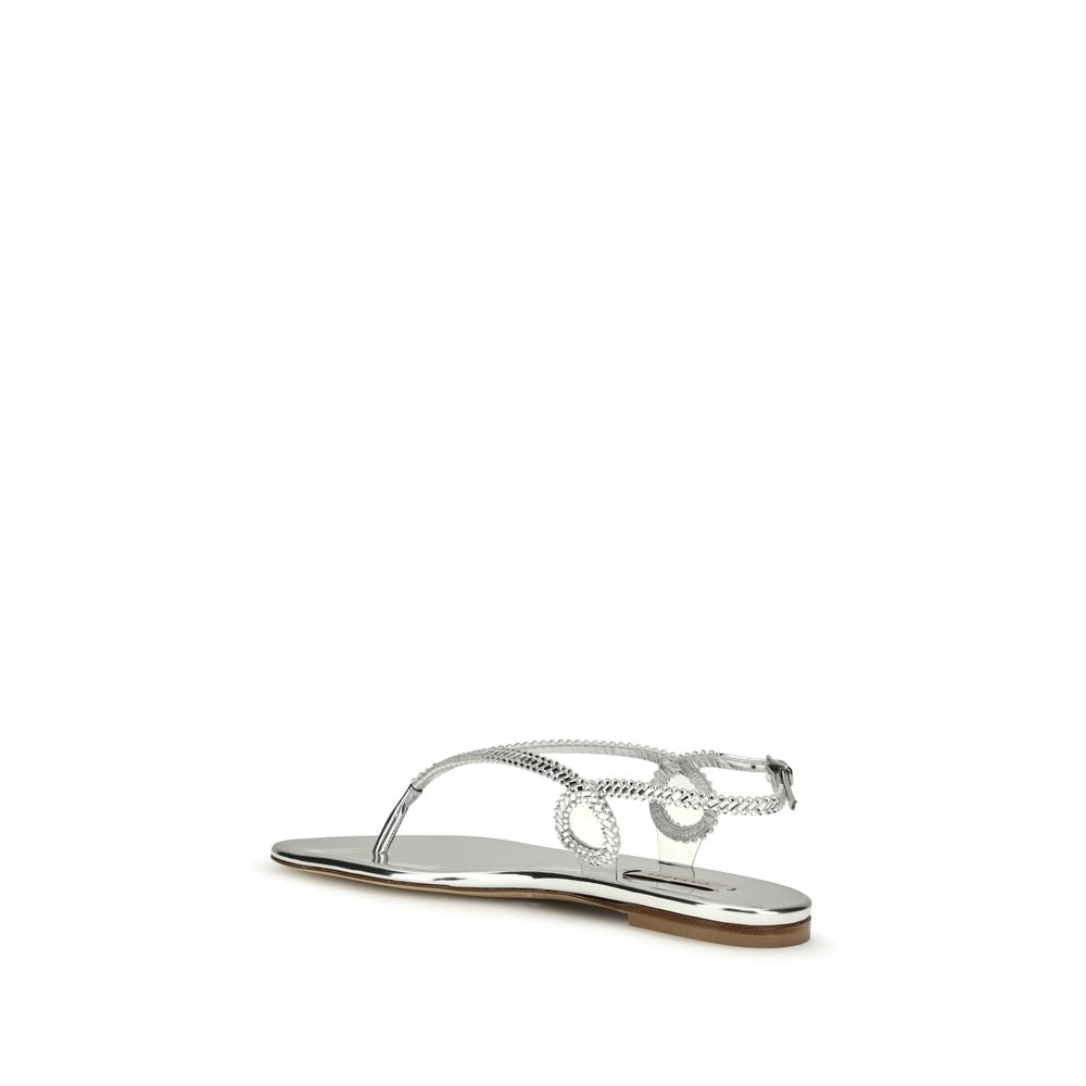 Casadei 100% Calf Leather Bos Taurus sandals in silver — view 3