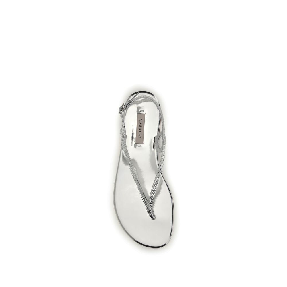 Casadei 100% Calf Leather Bos Taurus sandals in silver — view 4