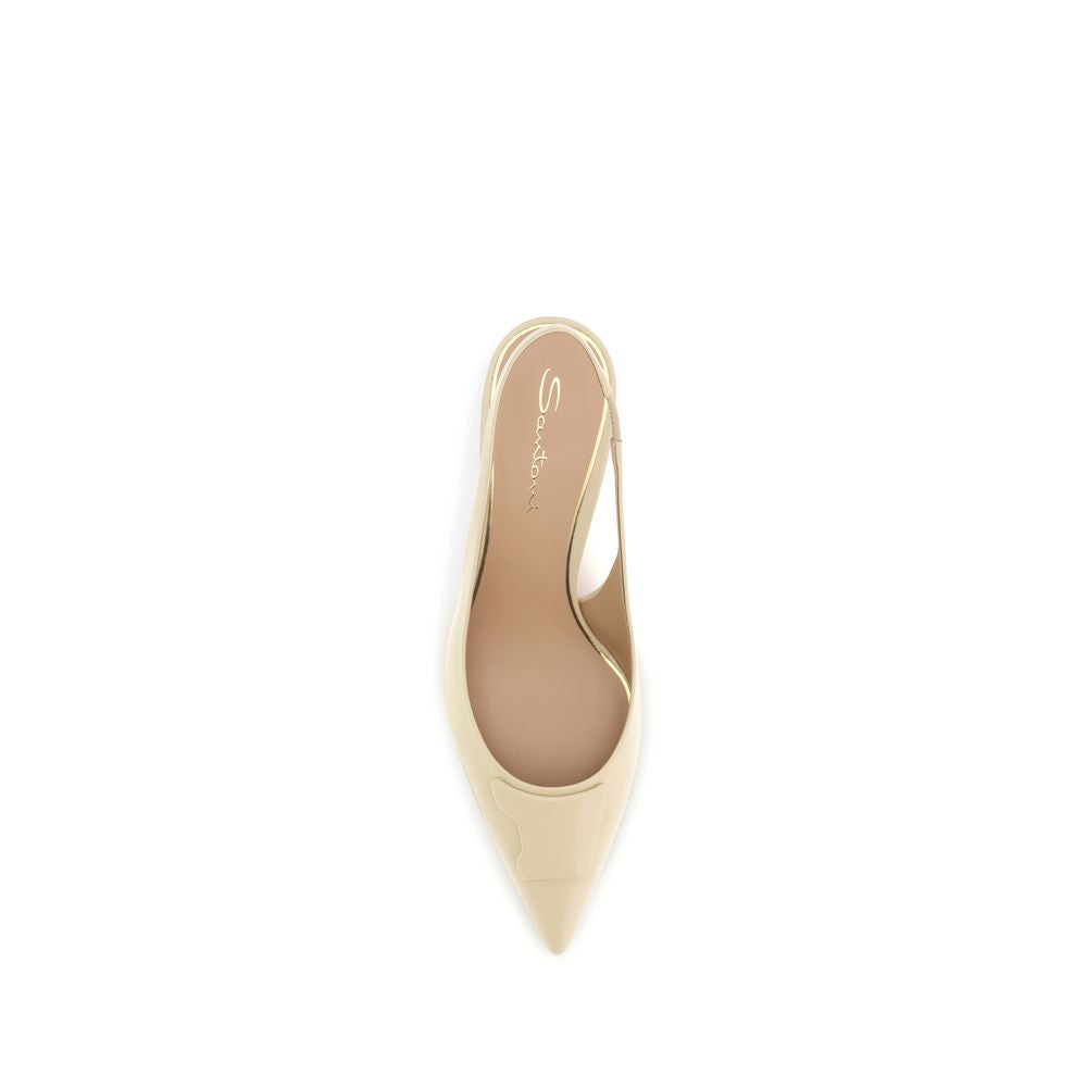 Santoni 100% Calf Leather Bos Taurus heel in beige — view 4