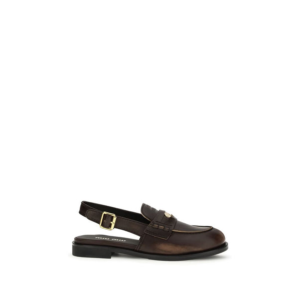 Miu Miu 100% Calf Leather Bos Taurus loafer in brown