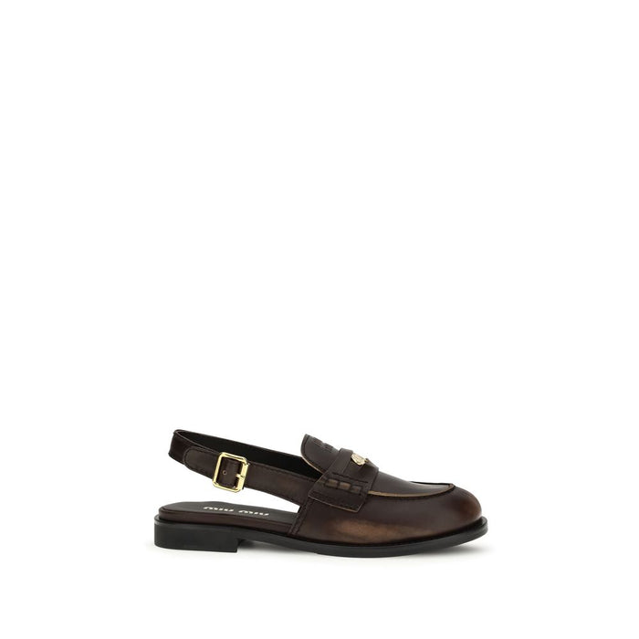 Miu Miu 100% Calf Leather Bos Taurus loafer in brown