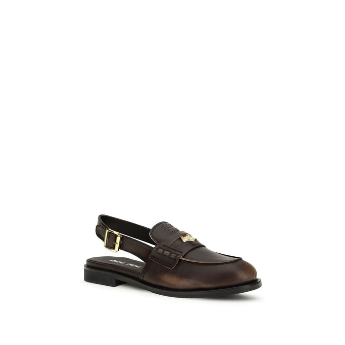 Miu Miu 100% Calf Leather Bos Taurus loafer in brown — view 2