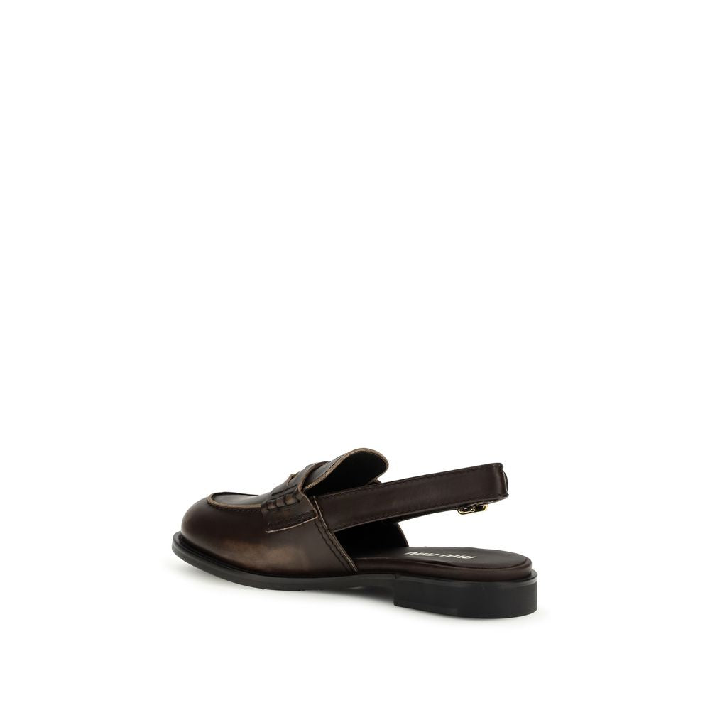 Miu Miu 100% Calf Leather Bos Taurus loafer in brown — view 3