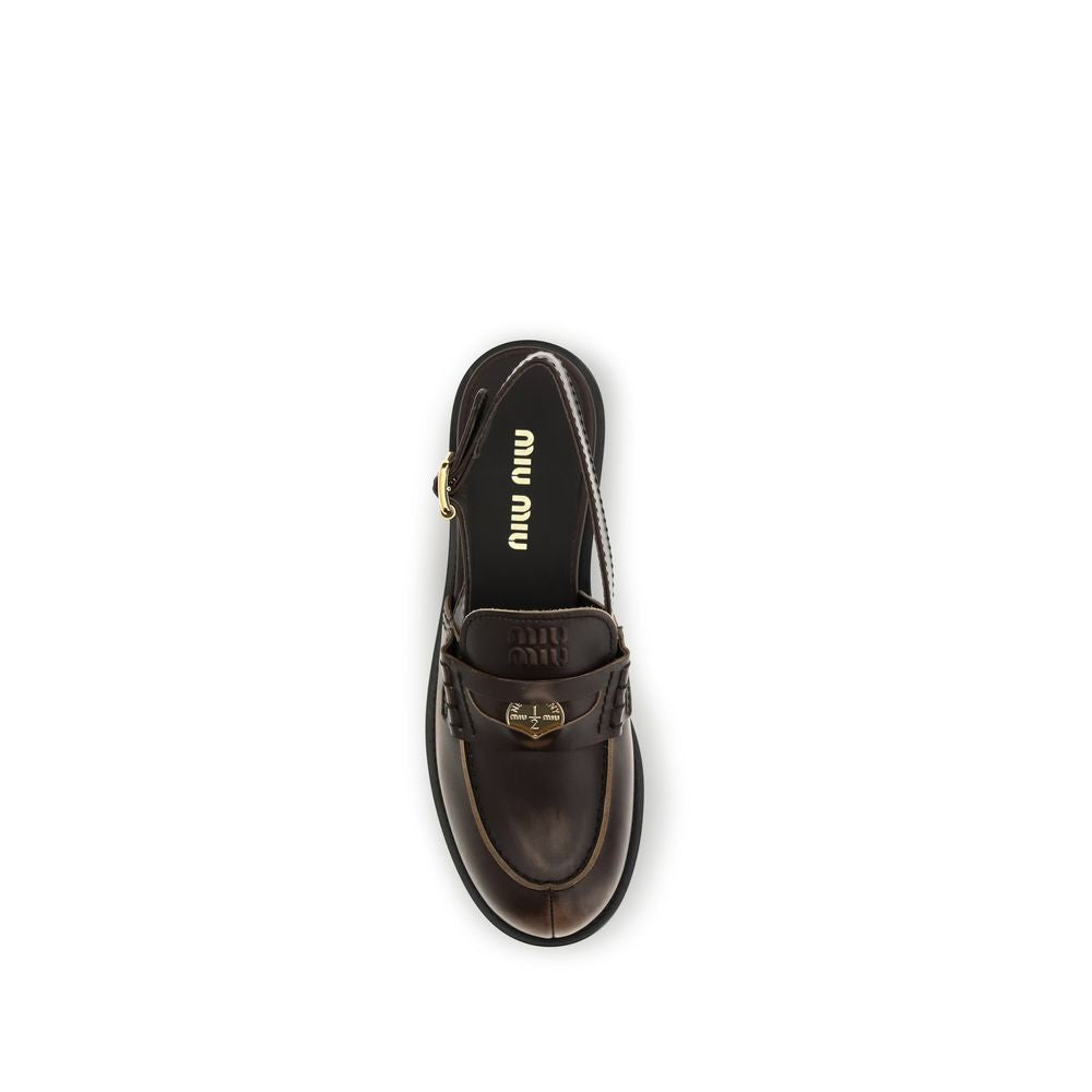 Miu Miu 100% Calf Leather Bos Taurus loafer in brown — view 4