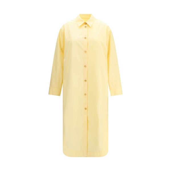 Khaite 100% Cotton shirt dress in yellow