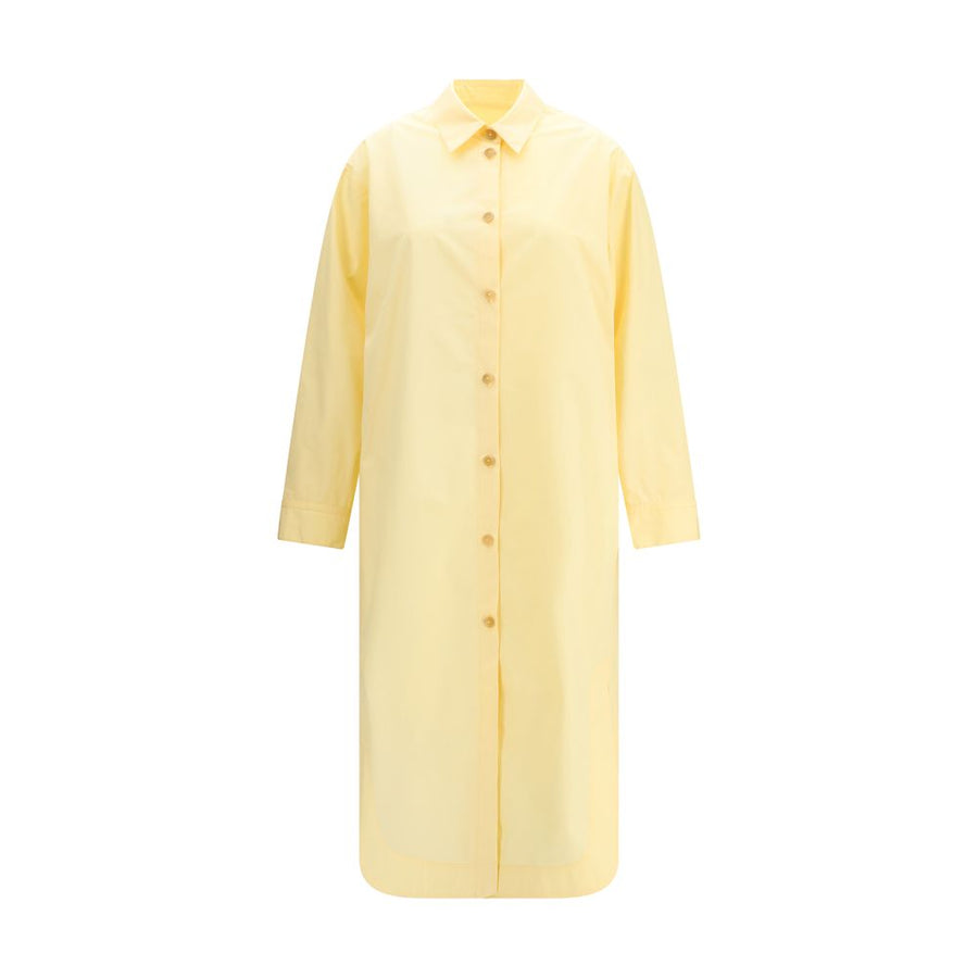 Khaite 100% Cotton shirt dress in yellow