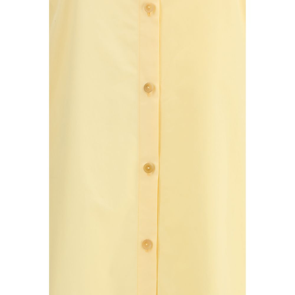 Khaite 100% Cotton shirt dress in yellow — view 3