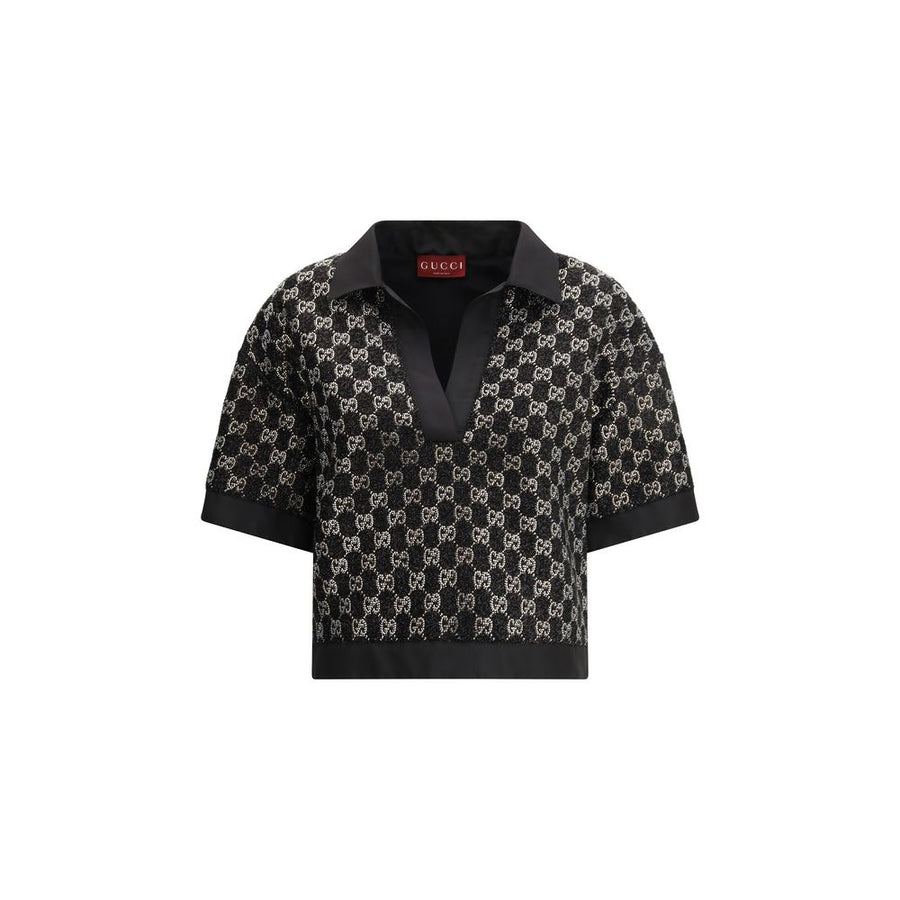 Gucci 46% Viscose polo in black