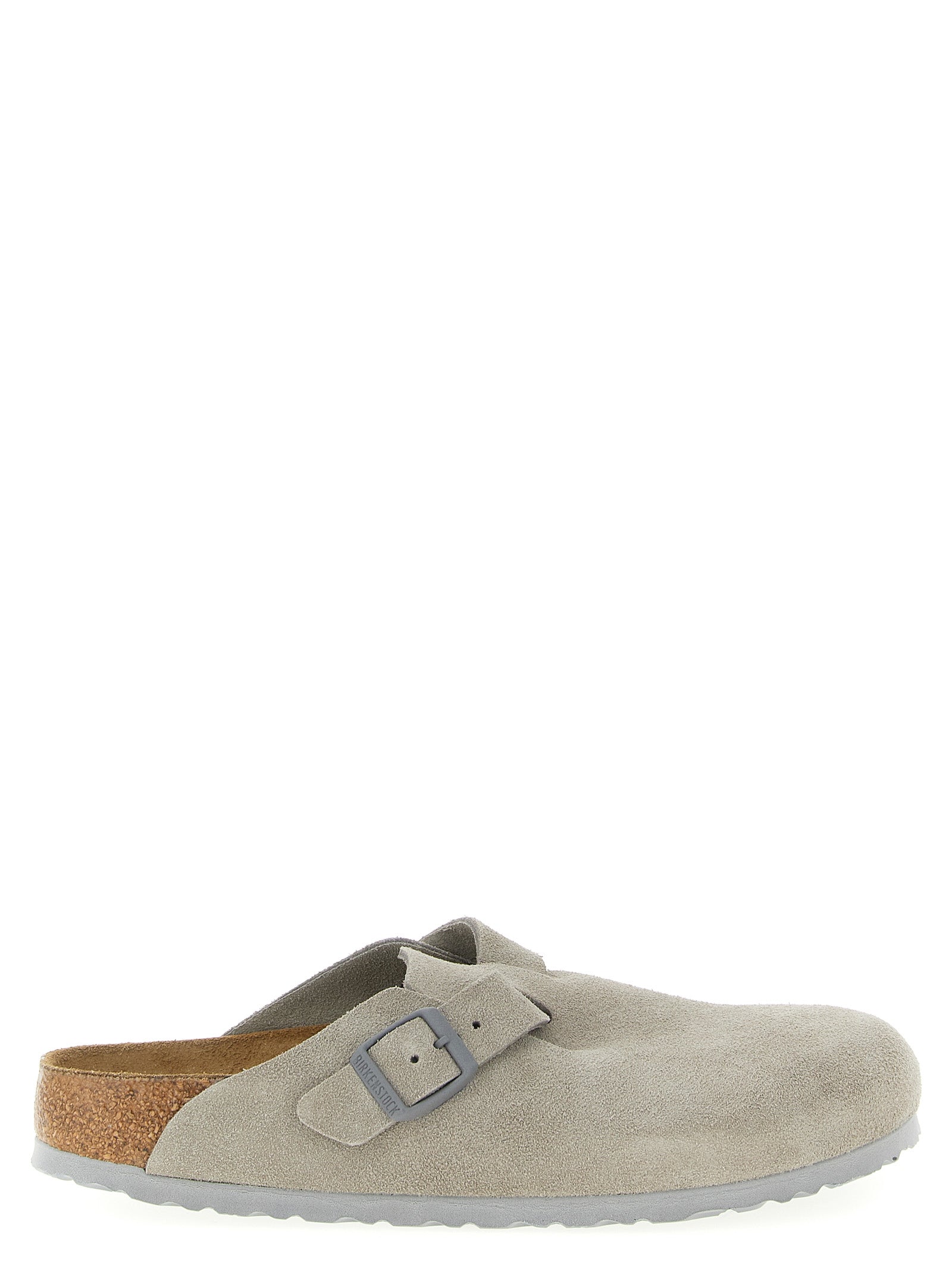 Boston sabots Gray Calfskin Leather (bos Taurus) Flat Shoes