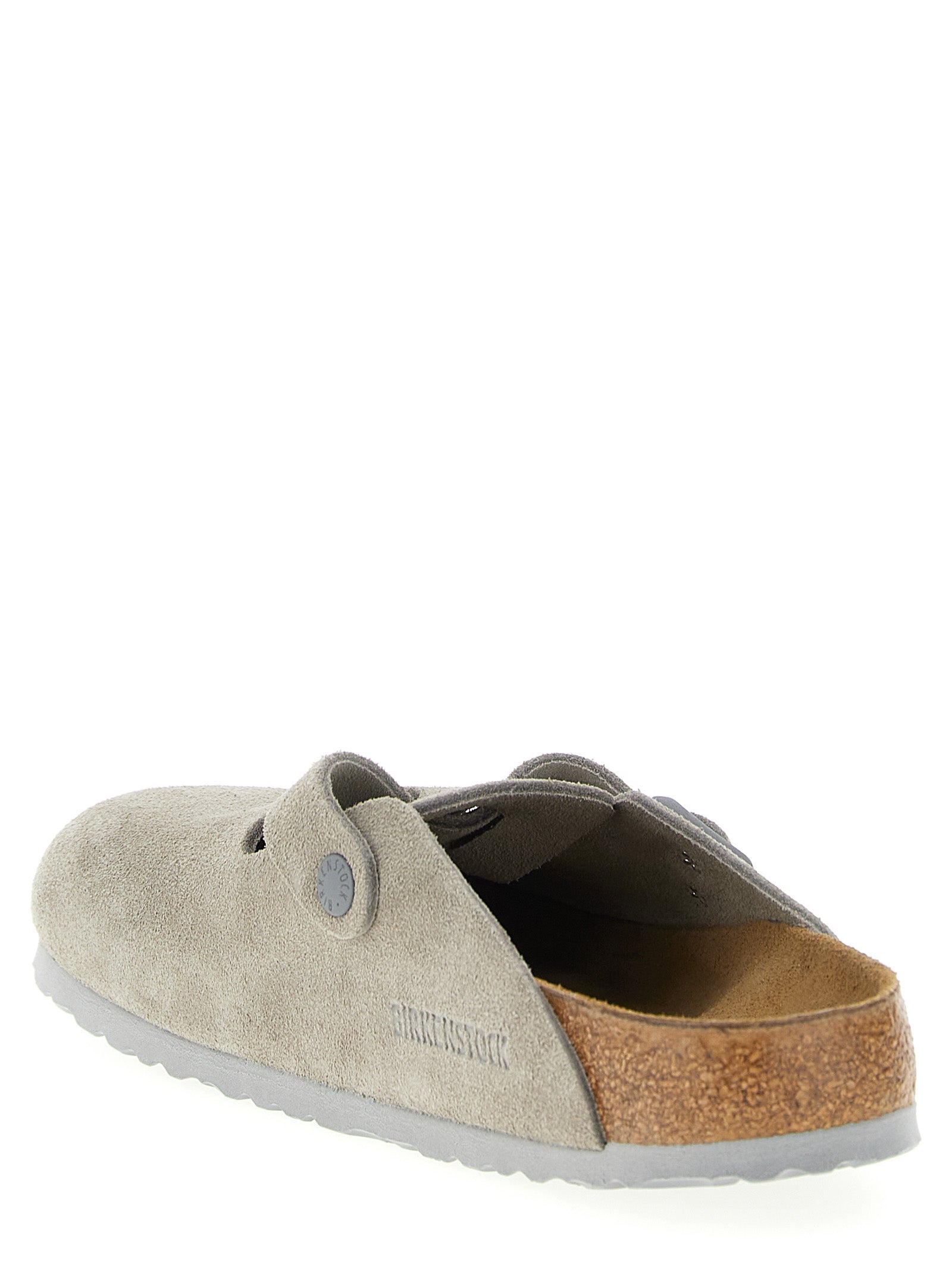 Boston sabots Gray Calfskin Leather (bos Taurus) Flat Shoes