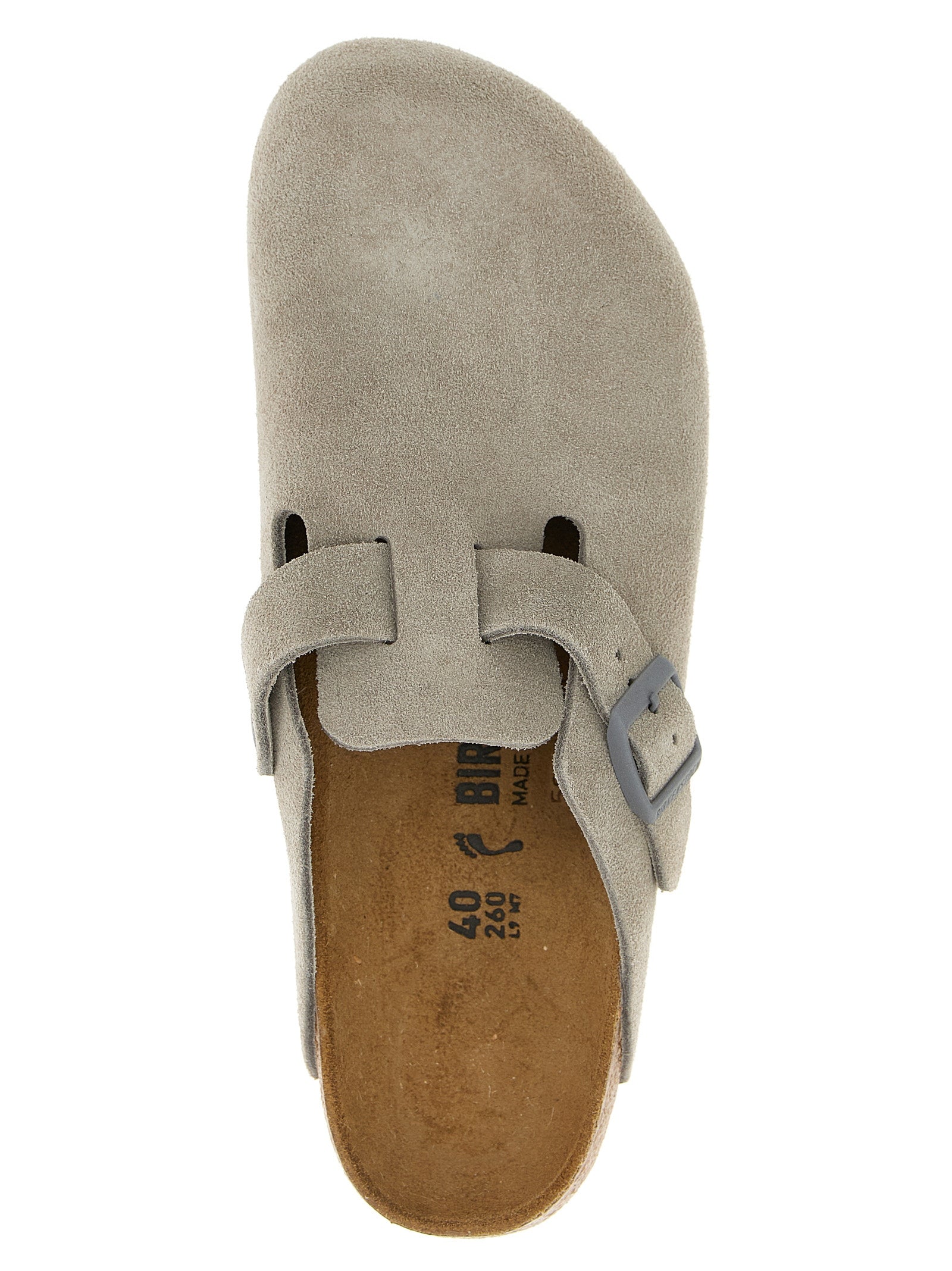 Boston sabots Gray Calfskin Leather (bos Taurus) Flat Shoes