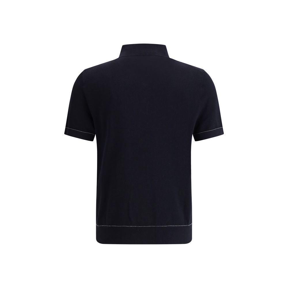 Brioni 100% Cotton polo shirt in black — view 2