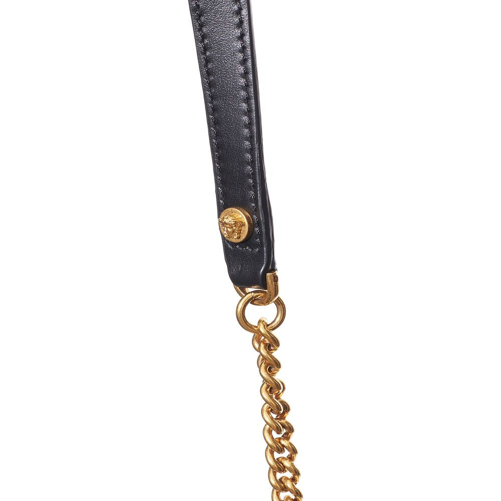 Black And White Leather Textile Shoulder Bag