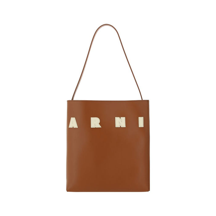 Marni 100% Calf Leather Bos Taurus shoulder bag in brown