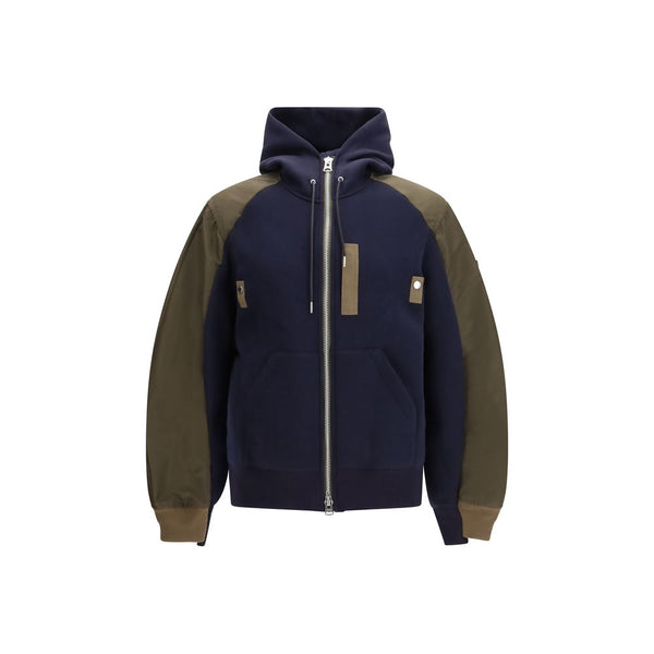 Sacai 50% Cotton 50% Nylon hoodie in navy
