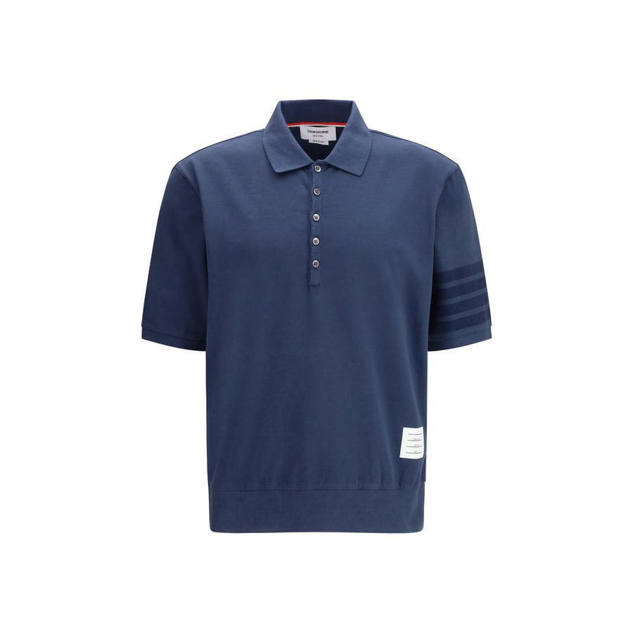 Thom Browne 100% Cotton polo shirt in navy