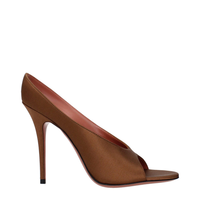 Amina Muaddi Satin upper pump in brown