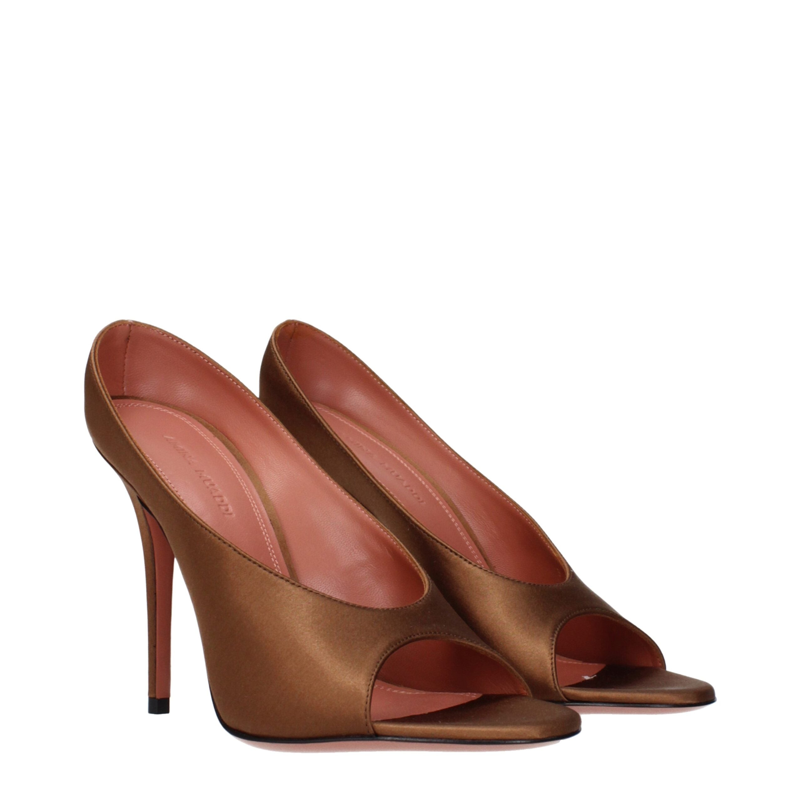 Amina Muaddi Satin upper pump in brown — view 2