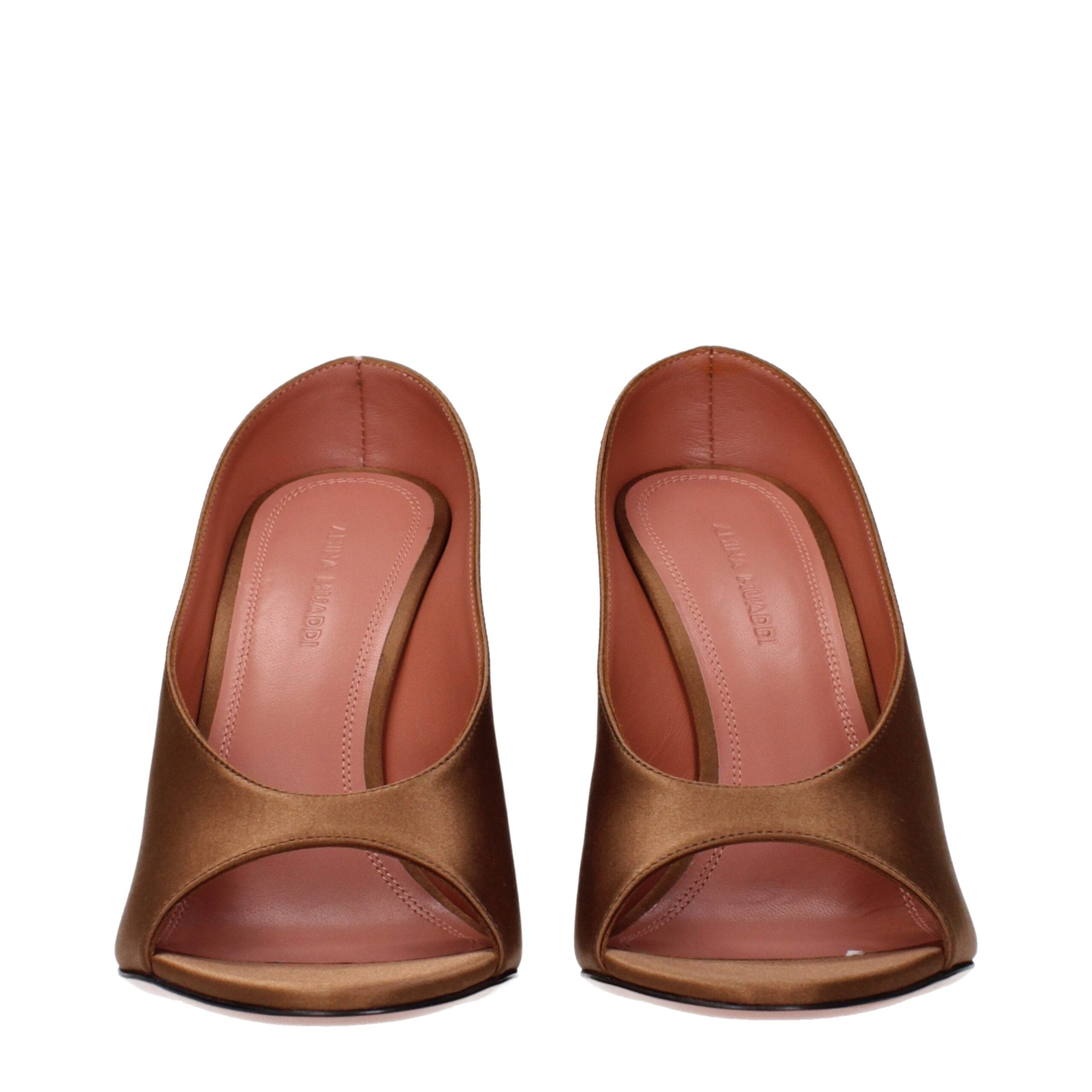 Amina Muaddi Satin upper pump in brown — view 3