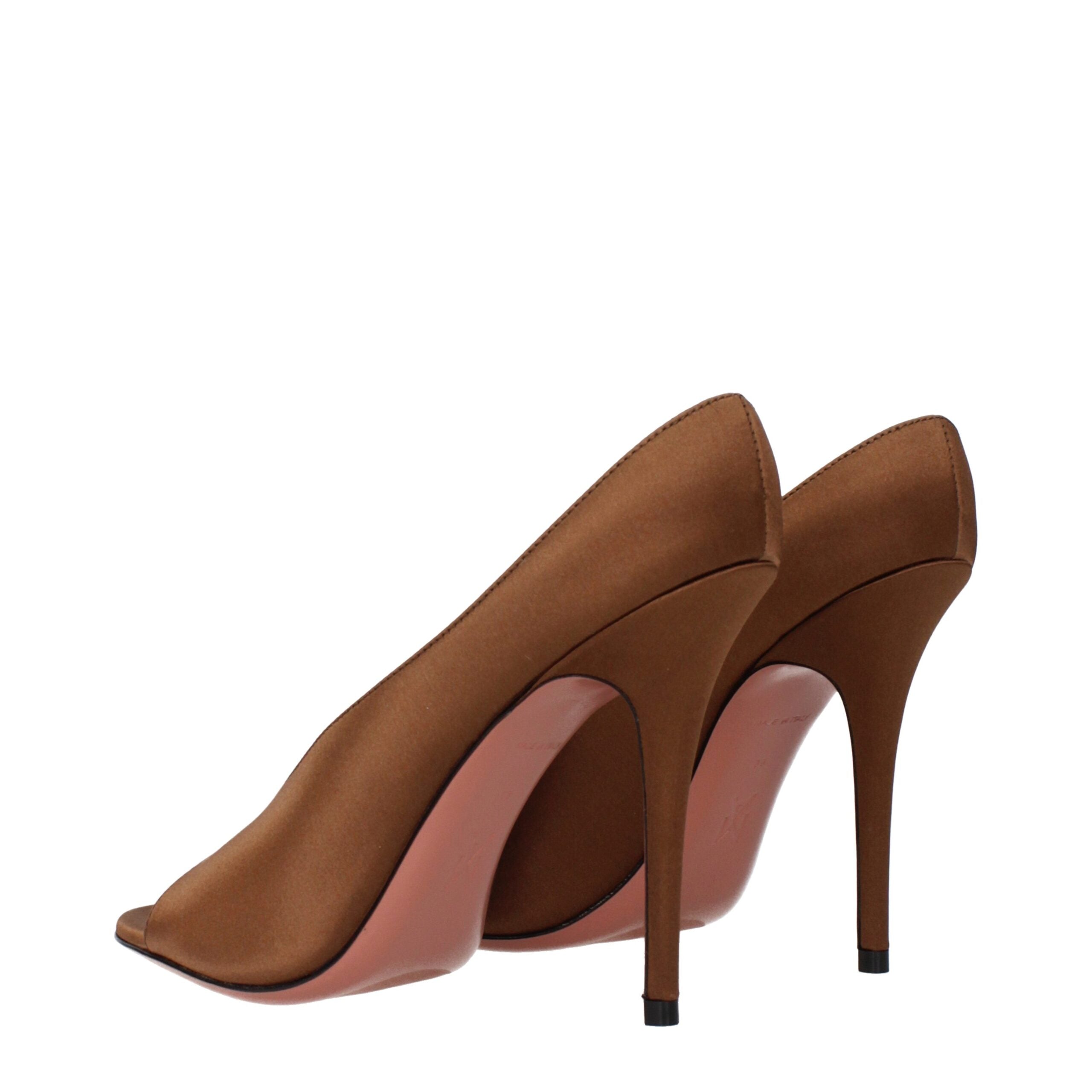 Amina Muaddi Satin upper pump in brown — view 4