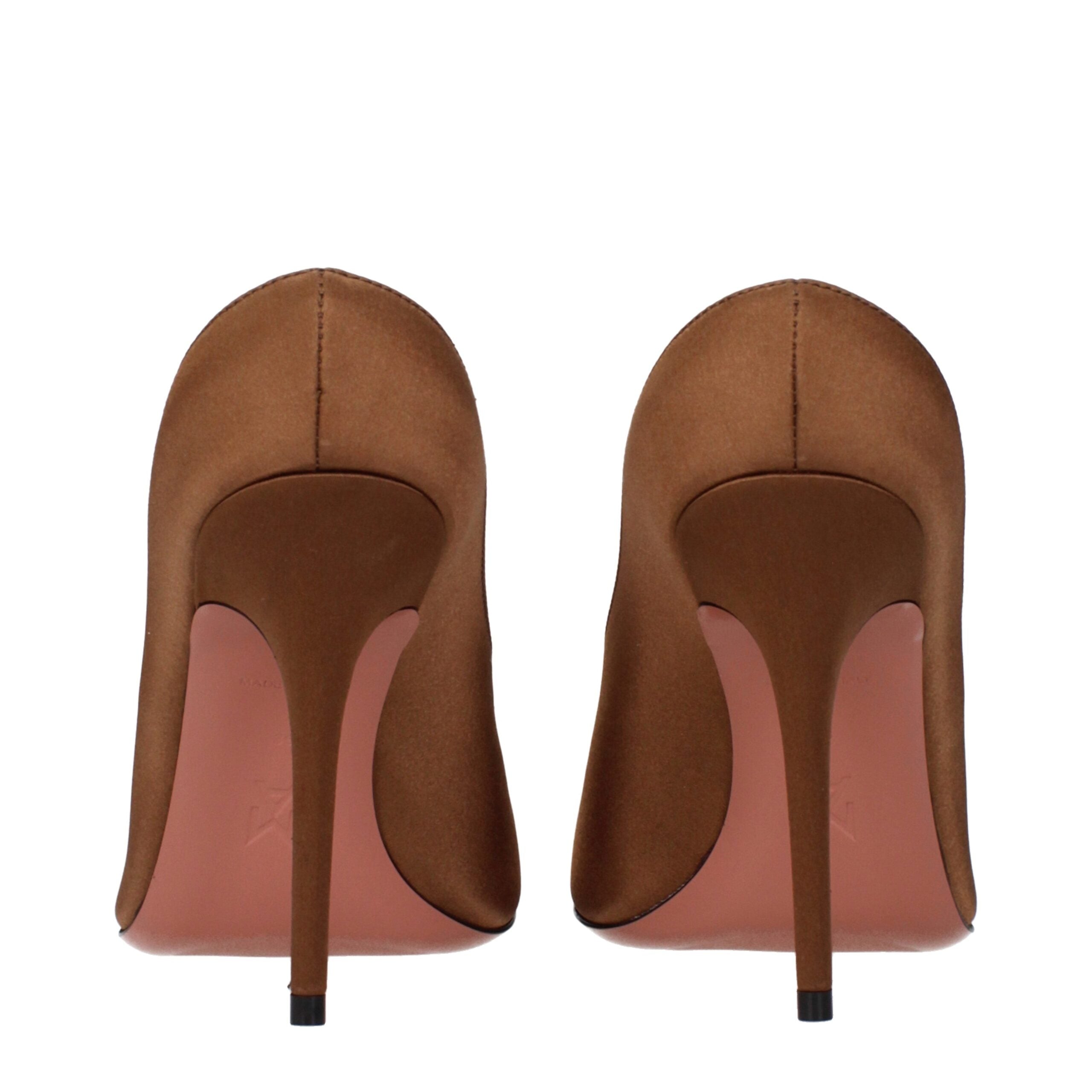 Amina Muaddi Satin upper pump in brown — view 5