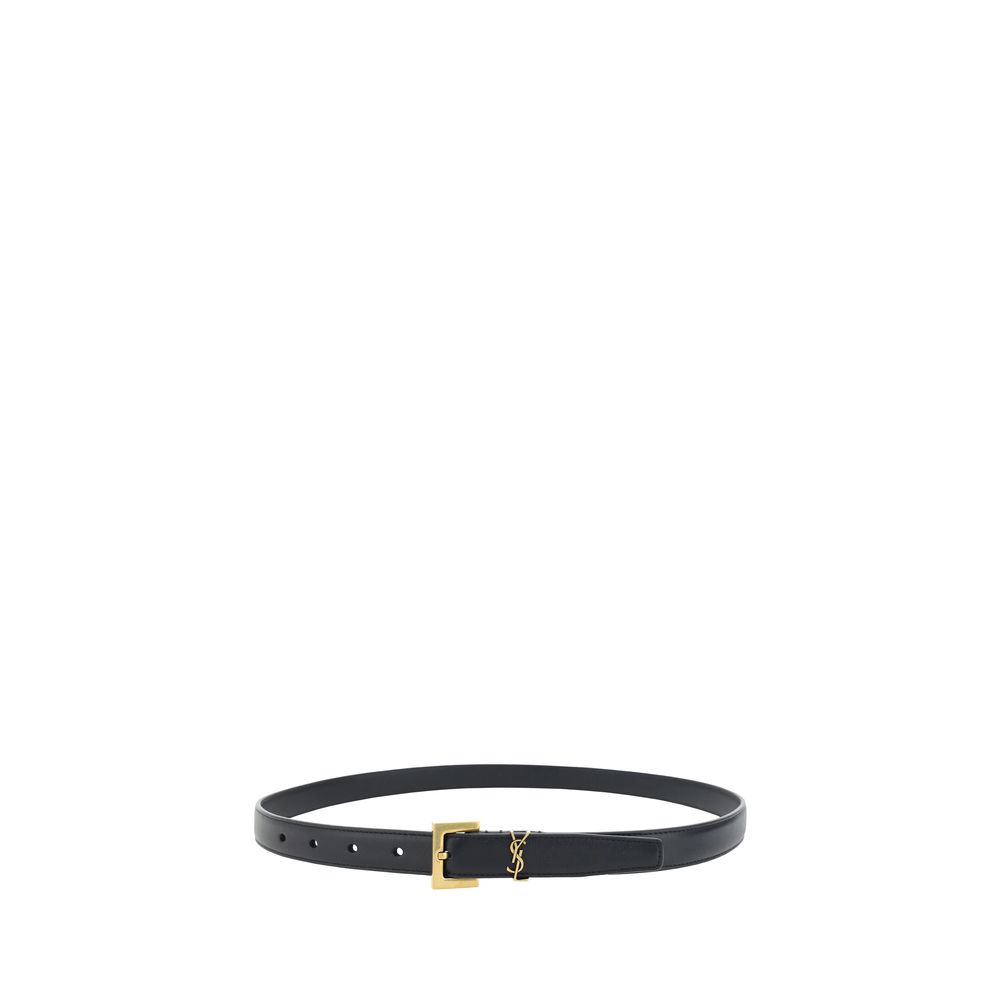 Saint Laurent 100% Calf Leather Bos Taurus belt in black — view 2